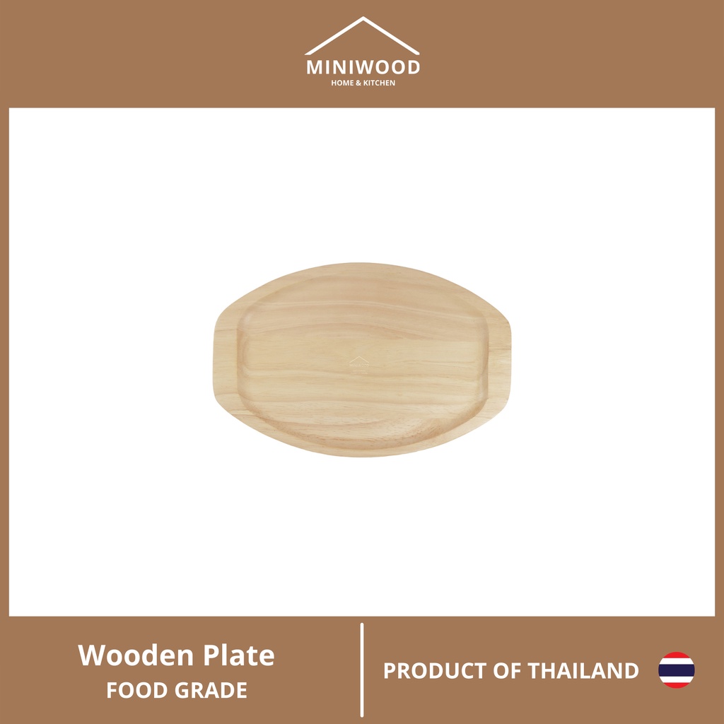 MINIWOOD จานไม้ ทรงกลม จานไม้ใส่อาหาร ถาดไม้ Food grade Wooden plate ไม้จามจุรี