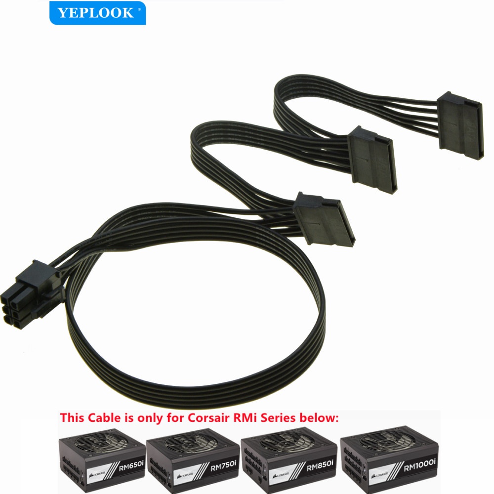 PCIe 6Pin ถึง 3 SATA ตรง SSD สายไฟสําหรับ Corsair RMi Series Modular PSU RM650i RM750i RM850i RM1000
