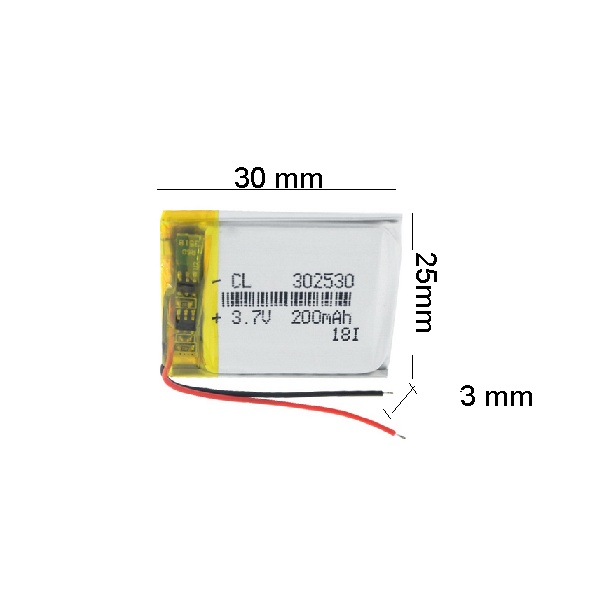 302530 ความจุ 200mAh แบตเตอรี่ สำหรับmp3 mp3 กล้องติดรถยนต์