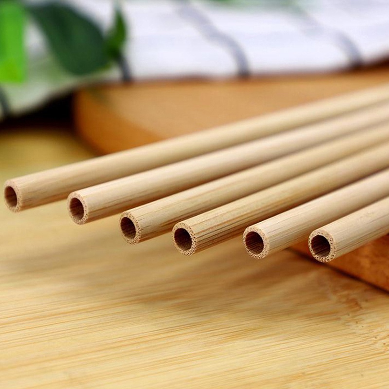 10x Bamboo Drinking Straws Cleaning Brush Reusable Biodegradable Eco Friendly