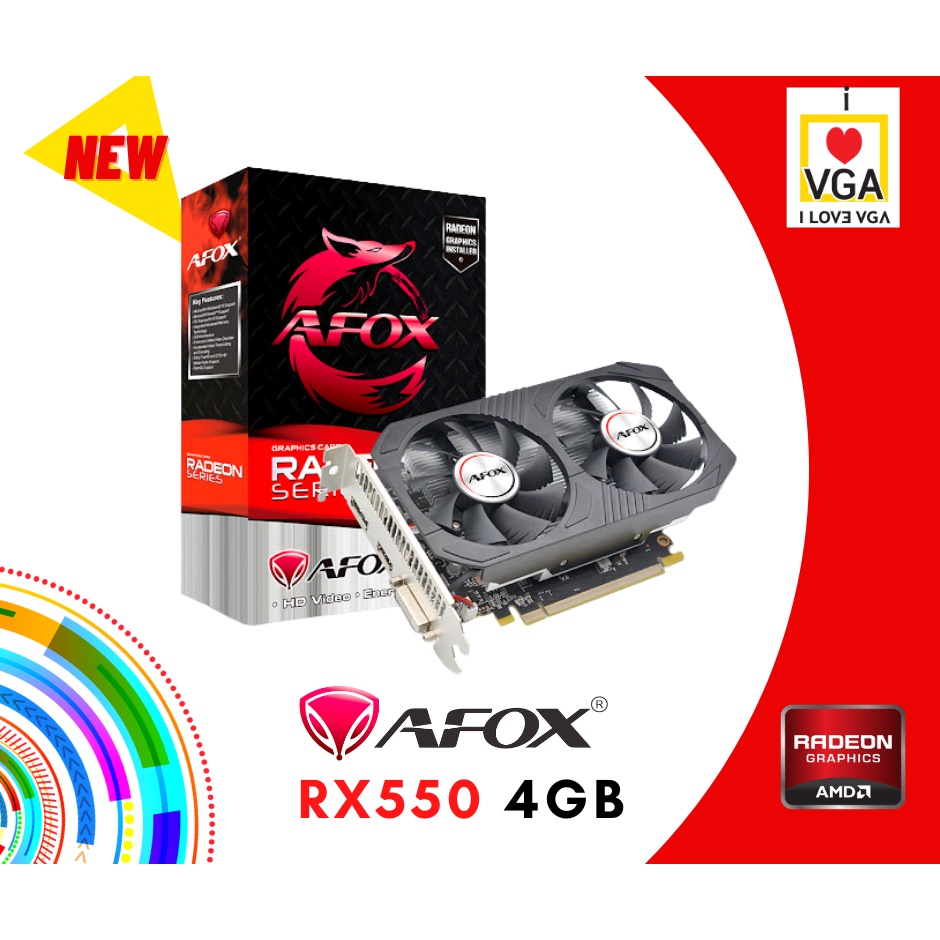 การ์ดจอ AFOX RX 550 4GB 2F *ของใหม่* (ประกัน JEDI 11/2022-01/2023)