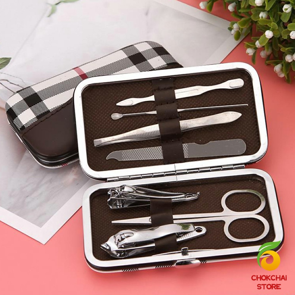 Chok กรรไกรตัดเล็บ ชุด 7 ชิ้น ชุดเครื่องมือทำเล็บ พร้อมส่ง คละสี Nail clippers