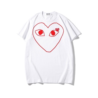 ❤❀ [พร้อมส่ง] ❤ Cdg เสื้อยืดแขนสั้นลําลอง ผ้าฝ้ายแท้ พิมพ์ลายหัวใจ สีแดง สําหรับคู่รักS-5XL