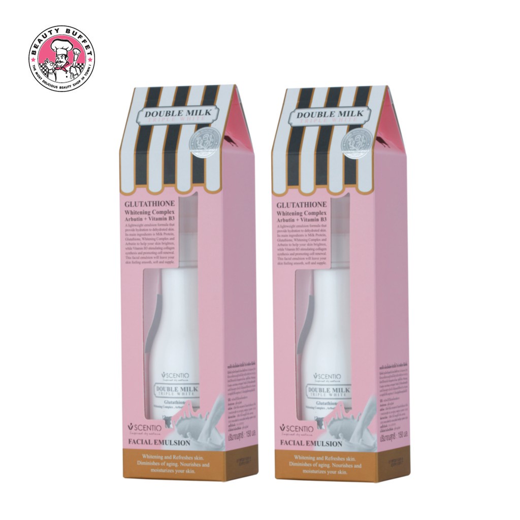 [แพ็คคู่] BEAUTY BUFFET SCENTIO DOUBLE MILK TRIPLE WHITE EMULSION เซนทิโอ ดับเบิ้ลมิลค์ ทริปเปิ้ลไวท์ เฟเชียลอิมัลชั่น
