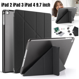 เคสแท็บเล็ต หนัง PU ซิลิโคนนิ่ม บางมาก สําหรับ iPad 2 iPad 3 iPad 4 9.7 นิ้ว A1395 A1430 A1460 iPad 2