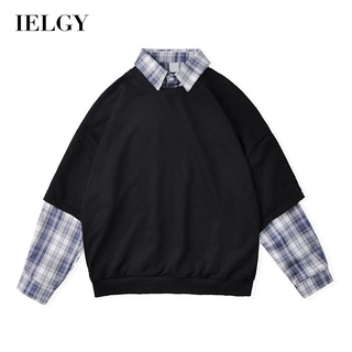 Ielgy เสื้อกันหนาว แขนยาว ทรงหลวม สไตล์ฮ่องกง สําหรับผู้ชาย