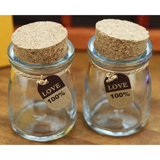 ขวดแก้ว Love Love 100 cc ฝาไม้ก็อก แถมป้าย LOVe ใส่โค้ด