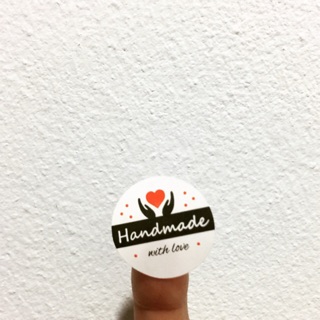 แบ่งขาย สติ๊กเกอร์ แฮนด์เมด 14/20 ดวง Handmade Sticker label Seal Craft ขนาด 1 นิ้ว ป้ายสติกเกอร์ กระดาษ ขาวมะน