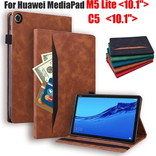 เคสแท็บเล็ต หนัง Pu แบบฝาพับ พร้อมช่องใส่ปากกา สําหรับ Huawei Mediapad M5 Lite 10.1 นิ้ว Bah2-W19 Bah2-L09 C5 10.1 นิ้ว