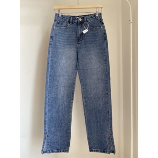 Socie.tycloset-F06กางเกงเอวสูงทรงกระบอกผ่าปลายขา