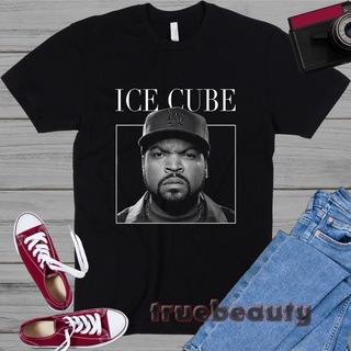 คอลูกเรือเสื้อยืดคอกลมเสื้อเชิ้ตกีฬา พิมพ์ลายกราฟฟิค ICE CUBE สไตล์วินเทจผ้าฝ้ายแท้