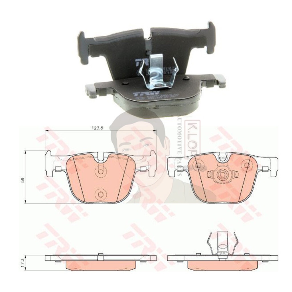 GDB1937 ผ้าเบรค-หน้า(TRW) (เนื้อผ้า COTEC) BMW (F30, F80) 3.0L Active Hybrid 2WD 2011-2015