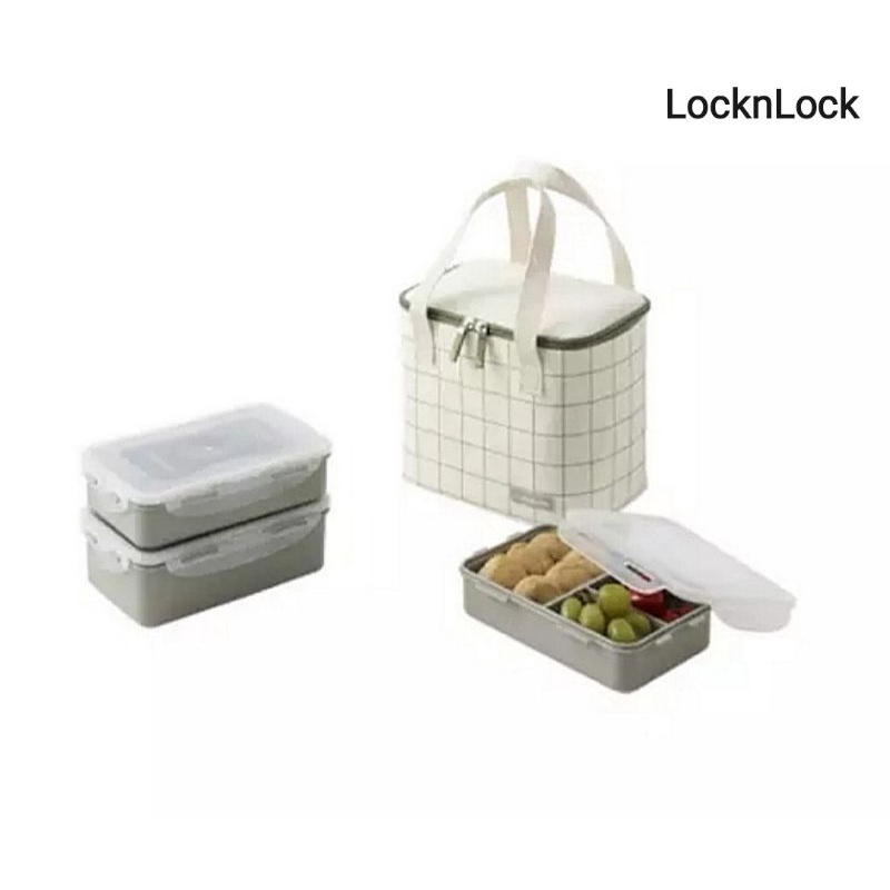 LocknLock เซ็ตกล่องอาหารพร้อมกระเป๋าเก็บอุณหภูมิและกล่องใส่ตะเกียบ Lunch Box Set