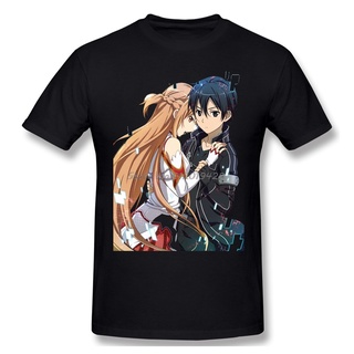 เสื้อยืดวินเทจเสื้อยืดแขนสั้นลําลอง ผ้าฝ้าย 100% พิมพ์ลาย Asuna And Kirito ทรงหลวม แฟชั่นฤดูร้อน สําหรับผู้ชายS-3XL