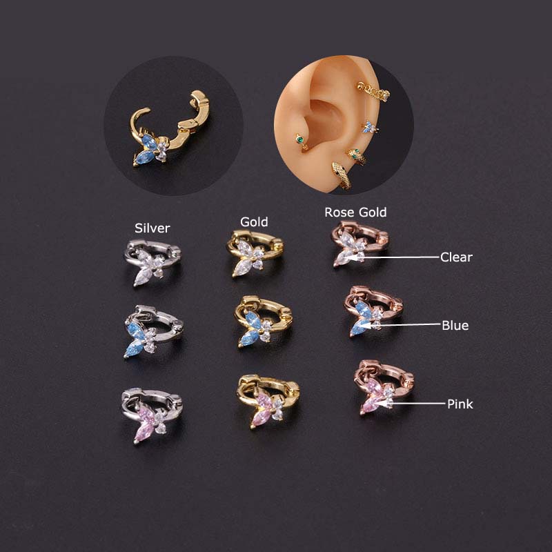 ต่างหูห่วงทองแดงเจาะรูปผีเสื้อ 6 มม. 1 ชิ้น ราคา ถูกที่สุด ดีลบีเคเค