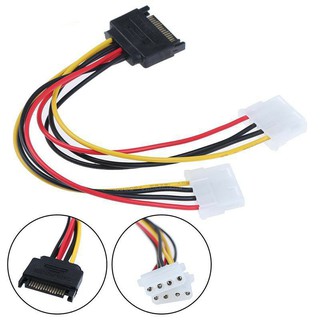 สาย 15pin Sata Male To Double 4 Pin Molex Female 1x2  ST3 (พร้อมส่ง)