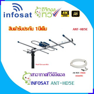 ชุดเสาอากาศทีวีดิจิตอล INFOSAT 5E พร้อมสาย RG6 30เมตร