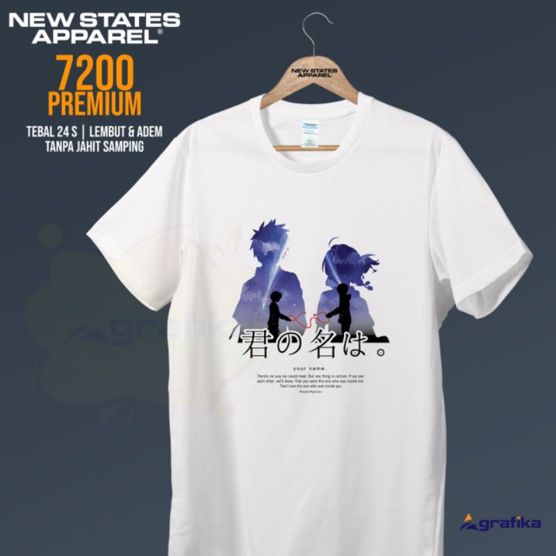 เสื้อยืด KATUN Distro - อะนิเมะ - Kimi No Nawa - เครื่องแต่งกายสหรัฐอเมริกาใหม่ - ผ้าฝ้ายหวีพรีเมี่ย