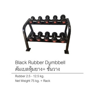 ดัมเบลยางแบบกลม ขนาด 2.5 -15 กก.พร้อมชั้นวางอย่างดี