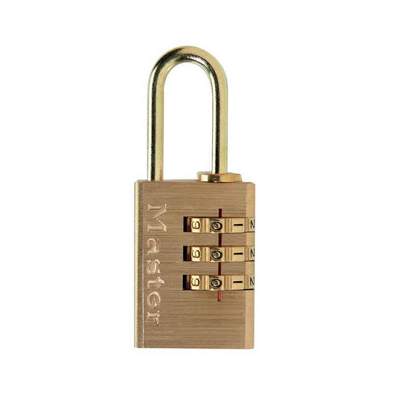 Chaixing Home อุปกรณ์ล็อก แม่กุญแจ กุญแจแบบรหัส3รหัสทองเหลืองคล้องคอสั้น MASTER LOCK