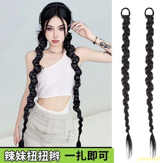 ⚡จัดส่งที่รวดเร็ว#🌻Wig braid twist long braid high ponytail female bubble dirty braid wig หวาน cool boxing braid wig