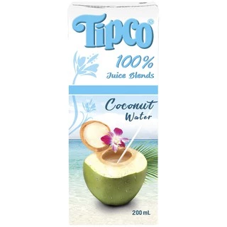 TIPCO น้ำมะพร้าว Coconut water 100% ขนาด 200 มล.ยกลัง (1ลัง/24กล่อง)