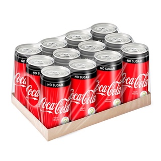 โค้ก น้ำอัดลม สูตรไม่มีน้ำตาล 245 มล. x 12 กระป๋อง