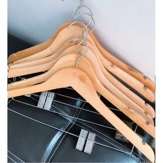 Gina ไม้แขวนเสื้อไม้ทึบพร้อมคลิปเหล็ก 45cm（12 ชิ้น / 6 ชิ้น）Y-08