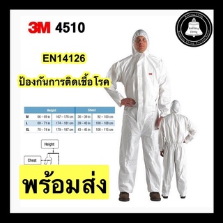 ชุดPPE 3M 4510 ชุดกันสารเคมี ชุดกันเชื้อโรคโควิด Covid19