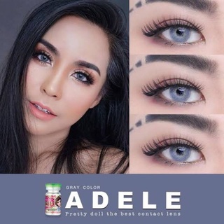 คอนแทคเลนส์ รุ่น Adele ยี่ห้อ Pretty doll Size mini สายฝอ มีสีเทา ตาล ฟ้า เขียว สายตาปกติ