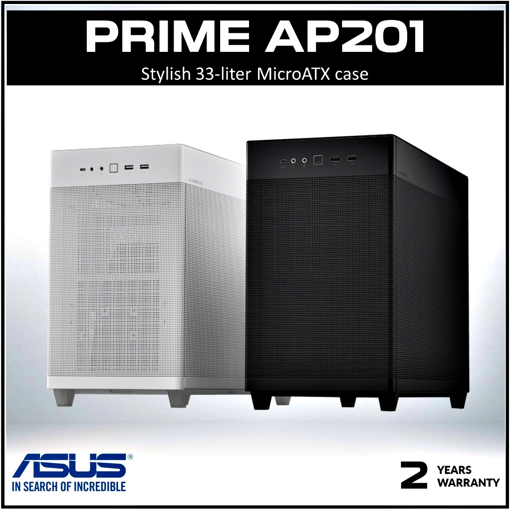 CASE (เคสมินิมอล) ASUS PRIME AP201 MESH (Micro-ATX) สวยงามแบบเรียบงหรู สไตล์แบบมินิมอล ของแท้ๆ
