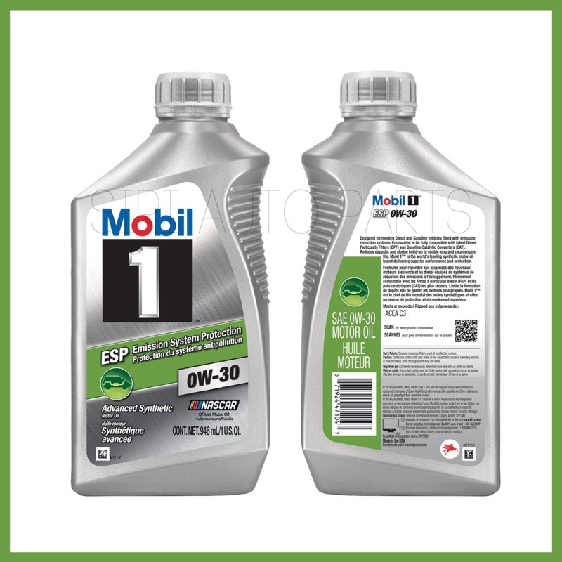 น้ำมันเครื่องสังเคราะห์แท้ 0W30 ESP x1 Emission System Protection