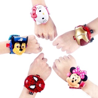 นาฬิกาเด็กฉายภาพได้ นาฬิกาคิตตี้ paw patrol ไอรอนแมน สไปเ