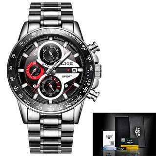 LIGE Fashion Quartz Sport Watch Men Business Full Steel Clock Mens Watches Top Brand Luxury Waterproof