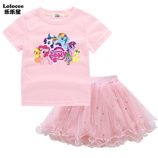 ชุดเสื้อยืด แขนสั้น กระโปรง TUTU ลาย My Little Pony แฟชั่น สําหรับเด็กผู้หญิงวัยหัดเดิน สองชิ้น