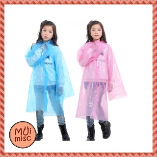 MUIMISC ♥ Raincoat เสื้อกันฝน แบบ พกพาง่าย น้ำหนักเบา ชุดกันฝนฟรีไซส์  มีหมวก(Hood) สำหรับเด็กโต