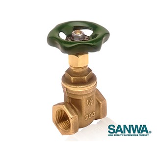 SANWA วาล์วประตูน้ำ พวงมาลัย 4 หุน 1/2 นิ้ว ซันวา Gate Valve ทองเหลือง C33-08