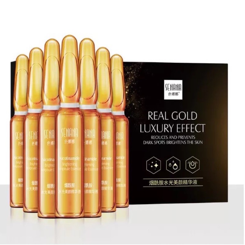 เอสเซนส์ทองคำเพียวโกลด์ 2 ml.* 7 หลอด ในกล่อง 24K GOLD HYALURONIC ACID ESSENCE สูตรเข้มข้น หน้าขาวเนียนกระจ่า