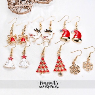 📬 พร้อมส่ง : ❄️🎄 ต่างหูระย้าเซ็ทคริสต์มาสและกวางเรนเดียร์ | Christmas &amp; Reindeer Enamel Drop Earring Set.