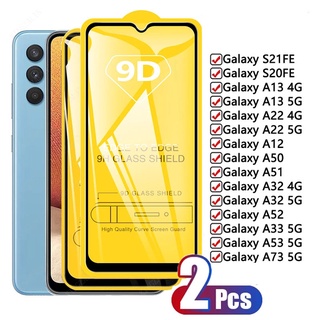 ฟิล์มกระจกนิรภัยกันรอยหน้าจอ 9D สําหรับ Samsung S21 S20 FE A14 A34 A54 A23 A13 A12 M12 M22 A22 A50 A50s A30s A51 A32 A52 A52s A33 A53 A73 5G 2 ชิ้น