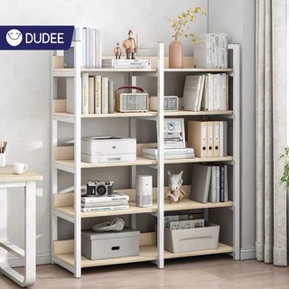 DUDEE ชั้นวางหนังสือ ชั้นวางของอเนกประสงค์ โครงเหล็กสีขาว เเ…