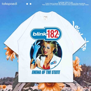 ผ้าฝ้ายแท้เสื้อยืด โอเวอร์ไซซ์ ลาย BLINK 182 VINTAGE TEE | เสื้อยืด ขนาดใหญ่ | เสื้อยืด สไตล์วินเทจ | กะพริบ 182 | 007S-