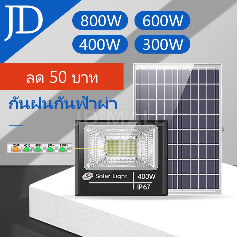 JD 400Wไฟโซล่าร์เซลล์ สปอตไลท์ LED แสงสีขาว รุ่น solar light 800w300wวัตต์ ไฟsolar โซล่าเซลล์ โคมไฟโซล่าเซลล์ ไฟโซล่าเซล