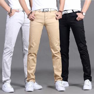 Size 28-38 Mens Korean Slim Fit Casual Pants Cotton Stretch Long Seluar Chinos Trousers Summer Pants