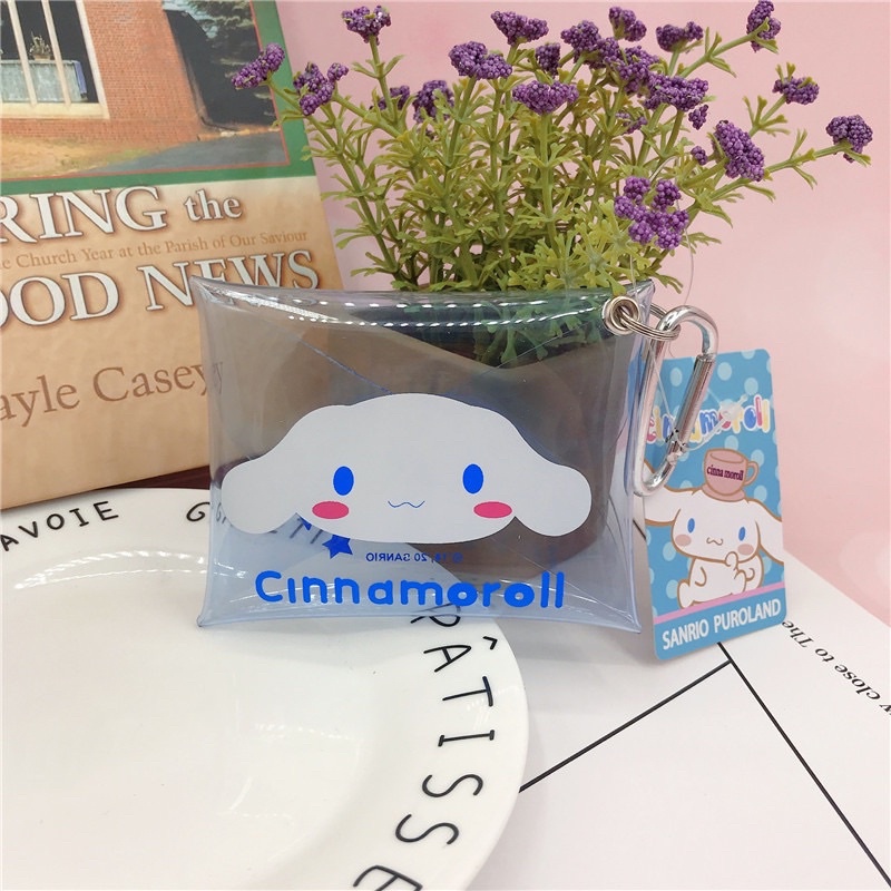 กระเป๋าสตางค์ ใส่เหรียญ PVC มีกระดุม สีใส ใส่ลิปสติก ลายน่ารัก - รูปที่ 4