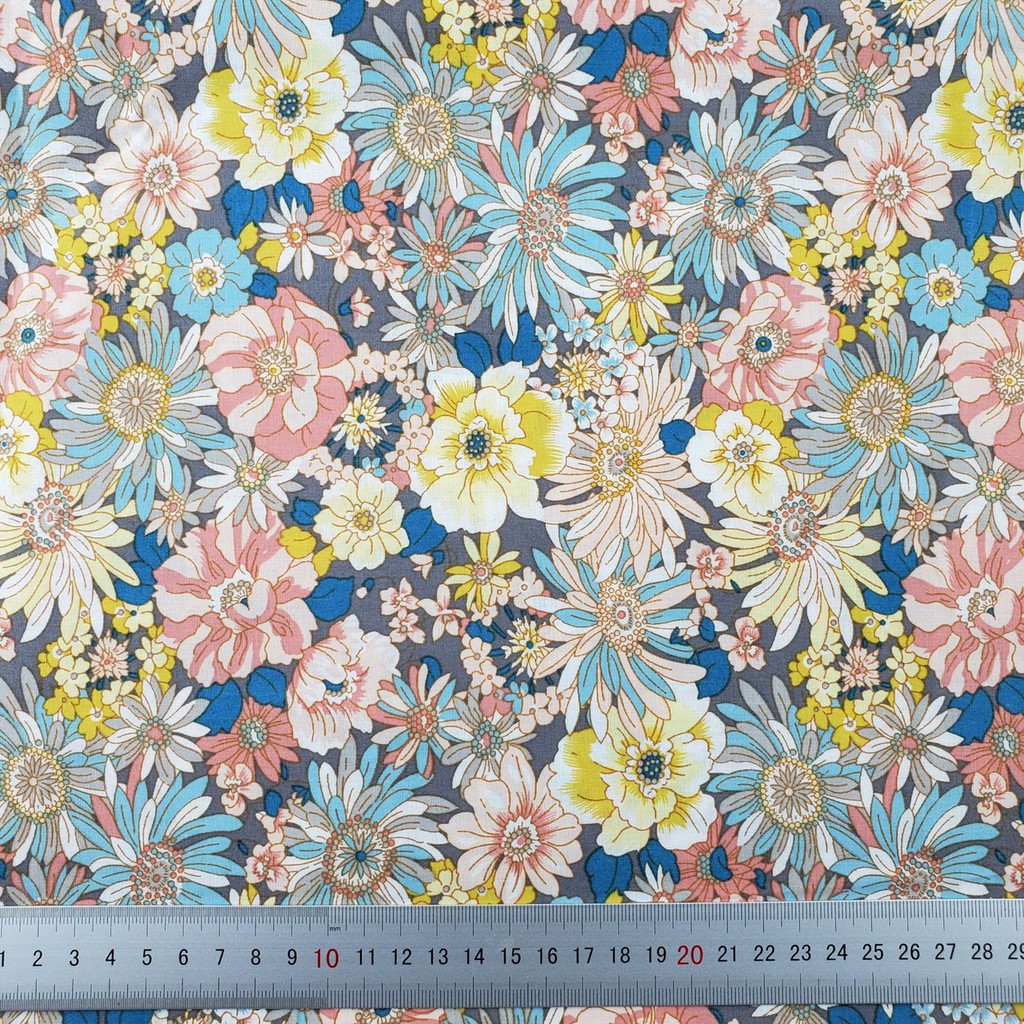 ผ้าคอตตอน poplin พิมพ์ลายดอกไม้ ลายกระต่าย ข้าวปั้น