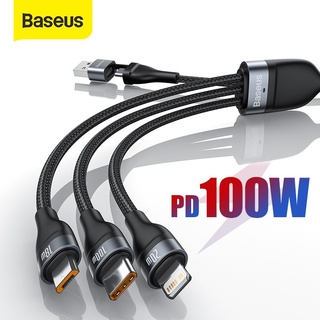 Baseus 3 in 1 สายชาร์จ USB Type C 100W 100W สําหรับ iPhone 13 Pro 12 XR Huawei Xiaomi Redmii