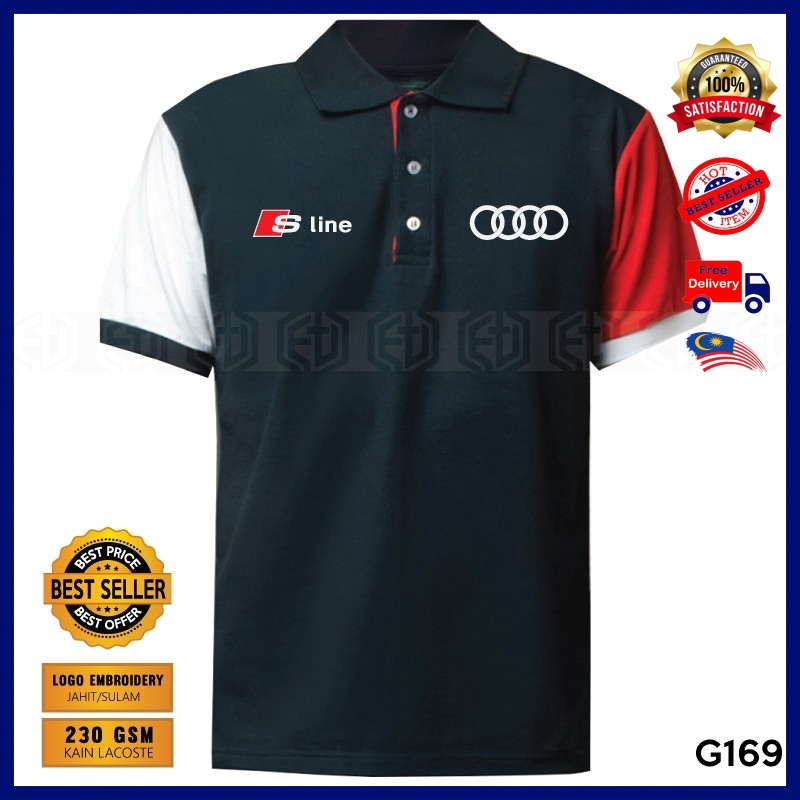 เสื้อโปโล Sulam Audi S Line RS Racing Motorsport Unisex ผ้าฝ้ายลําลองแฟชั่นเสื้อยืดเสื้อ Baju Pakaia