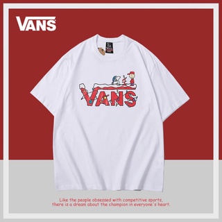 Vans Vance เสื้อยืดแขนสั้น ผ้าฝ้าย พิมพ์ลายการ์ตูน ขนาดเล็ก แฟชั่นฤดูร้อน สําหรับผู้ชาย และผู้หญิงS-5XLเรียบง่าย