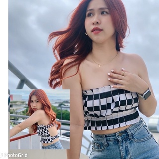 เกาะอกพับจีบ จีบรอบหน้าแซกซี่หลังยางยืด2เส้น